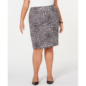 Kasper Women's Leopard Print Pencil Skirt Gray Size -18W